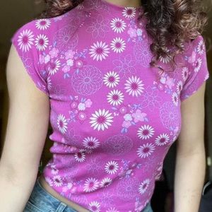 Raspberry colored floral t shirt